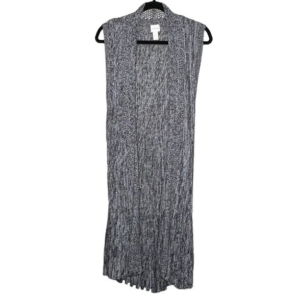 Chicos Women Marled Gray Sleeveless Cardigan Sweater Open Long Duster Size 3 XL - Picture 1 of 6